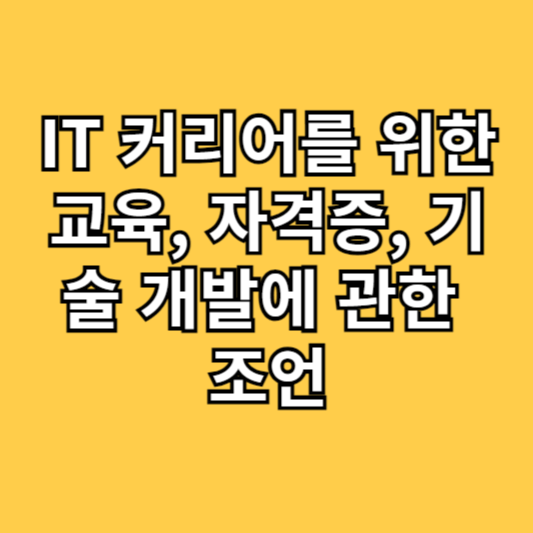 IT 커리어를 위한 교육, 자격증, 기술 개발에 관한 조언