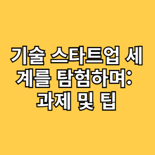 기술 스타트업 세계를 탐험하며: 과제 및 팁